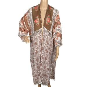 Anthropologie Michael Stars Open Paisley Printed Duster Swim Cover Up One Size